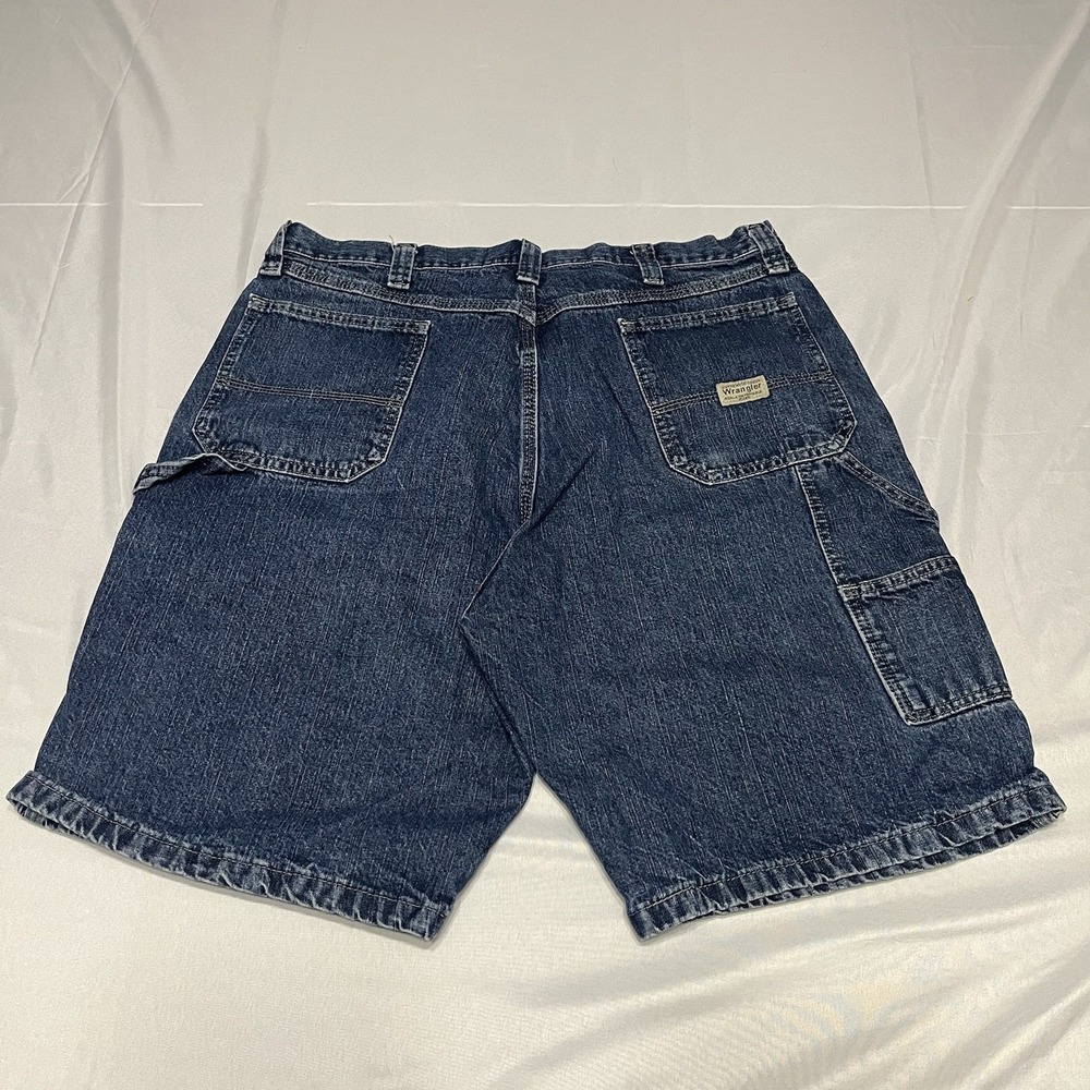 Y2K  Wrangler Jean Shorts Mens 36 Blue Denim Carpenter Jorts Baggy Skater